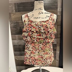Express | Floral Ruffle Tank Top
